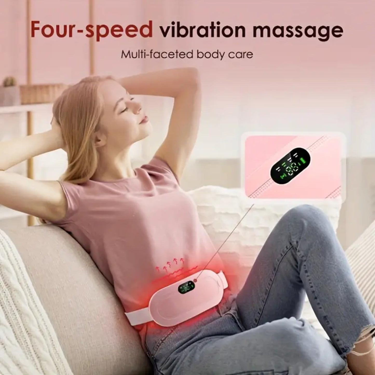 Cordless Period Comfort Belt – Heat & Vibration Therapy