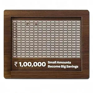 ₹1 Lakh Savings Challenge Money Bank – Wooden Edition