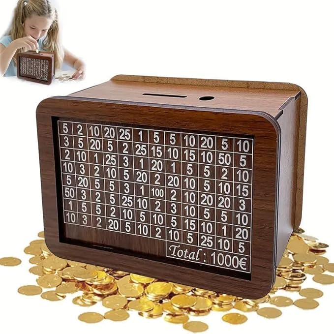 ₹1 Lakh Savings Challenge Money Bank – Wooden Edition