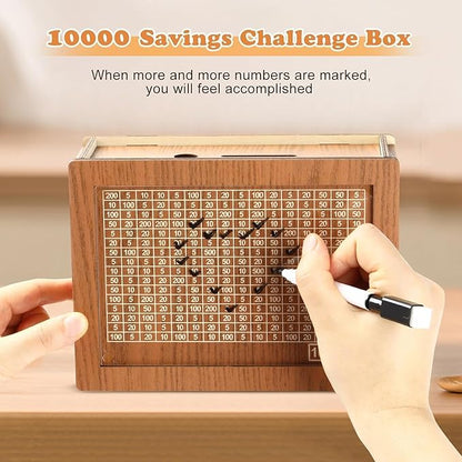 ₹1 Lakh Savings Challenge Money Bank – Wooden Edition