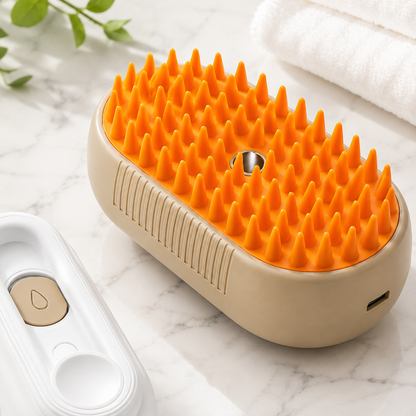 Premium Pet Steam Brush – Rechargeable Cat & Dog Grooming Comb