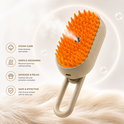 Premium Pet Steam Brush – Rechargeable Cat & Dog Grooming Comb