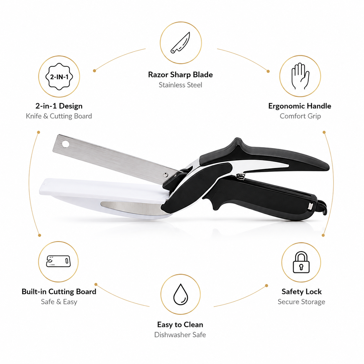 Multipurpose Stainless Steel Kitchen Cutter for Fruits & Vegetables