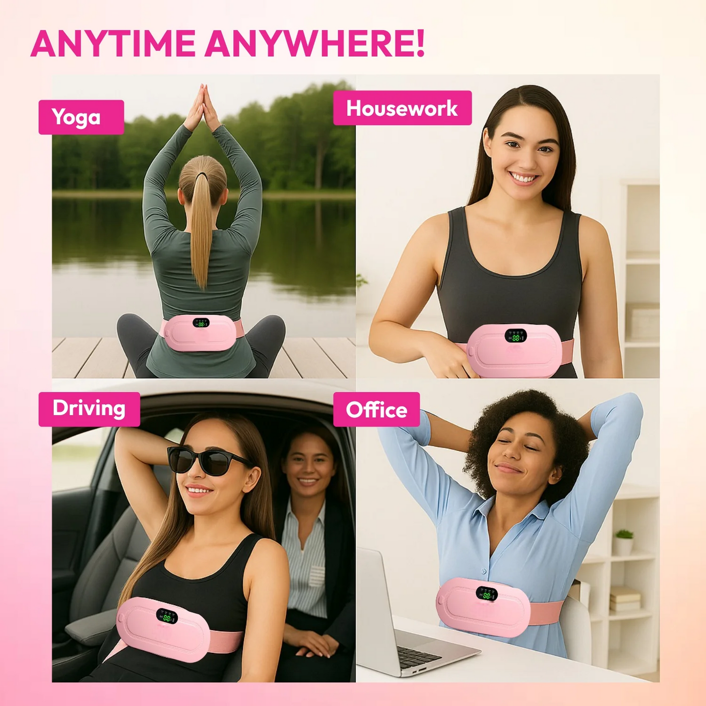 Cordless Period Comfort Belt – Heat & Vibration Therapy