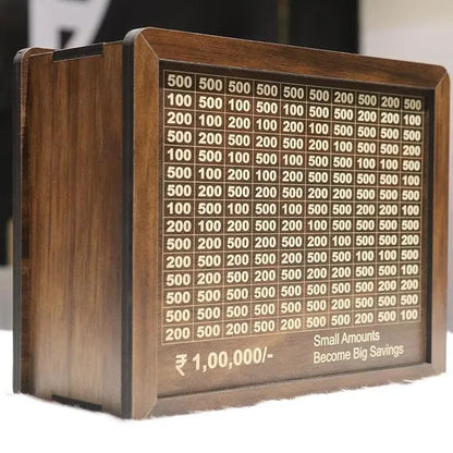 ₹1 Lakh Savings Challenge Money Bank – Wooden Edition