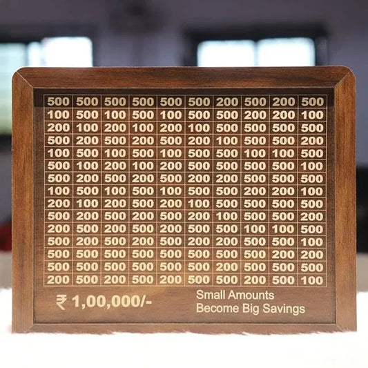 ₹1 Lakh Savings Challenge Money Bank – Wooden Edition