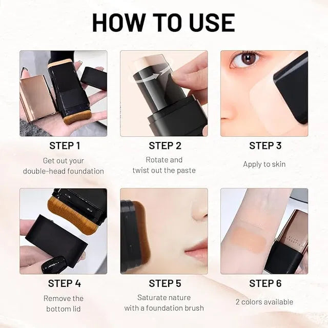 Korean 2-in-1 Glass Skin Foundation Stick | Flawless Glow Finish